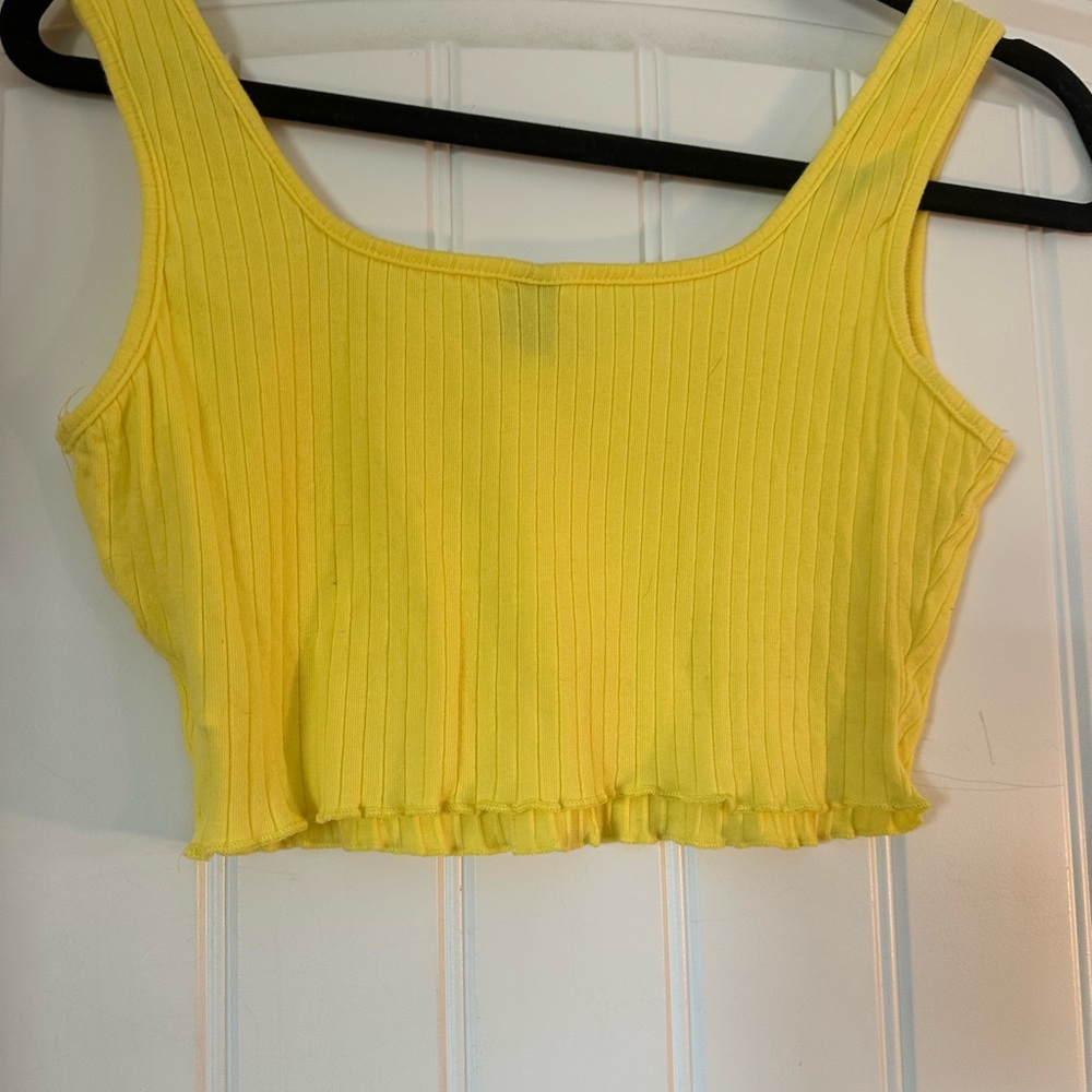 SHEIN Sunny Yellow Ribbed Crop Top
